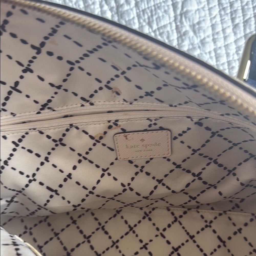 Kate Spade Blue and Cream Satchel with Structured Design - Picture 4 of 6